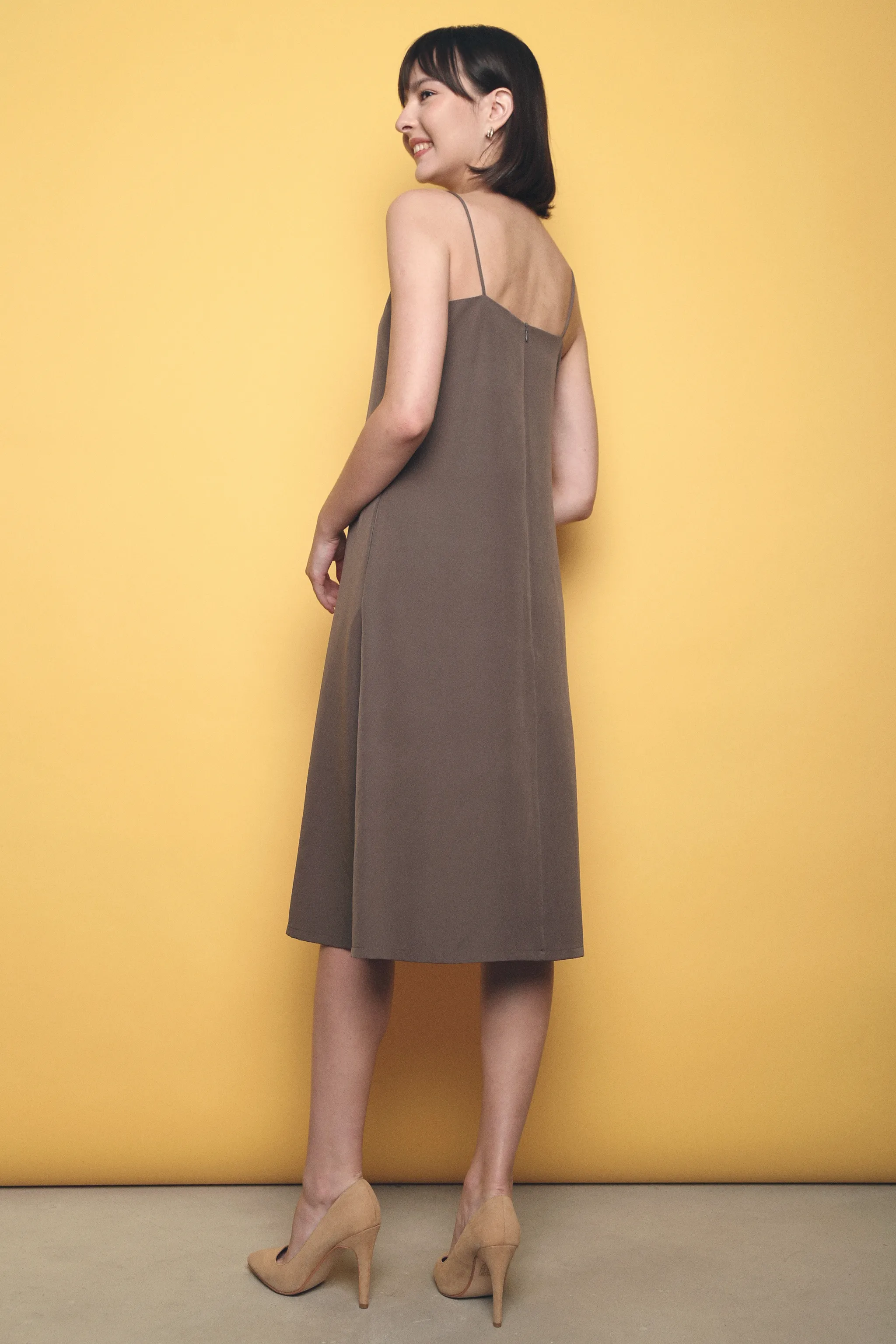 Brennur Strappy Slip Dress Taupe