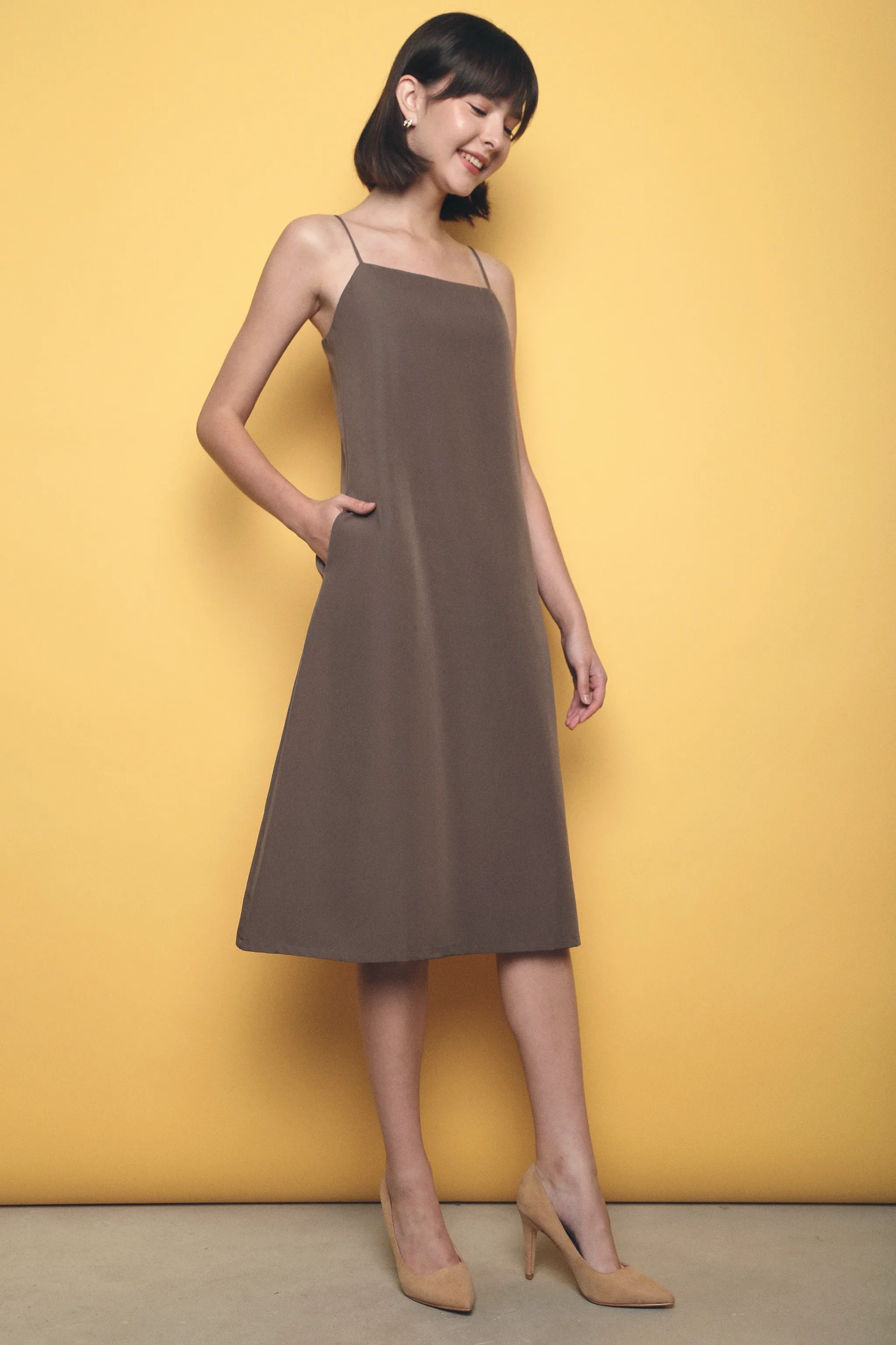 Brennur Strappy Slip Dress Taupe