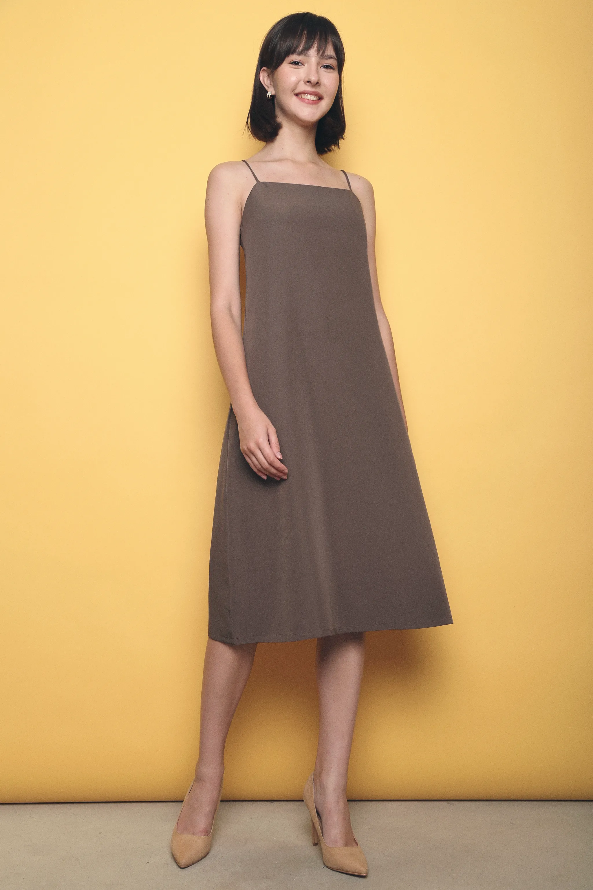 Brennur Strappy Slip Dress Taupe
