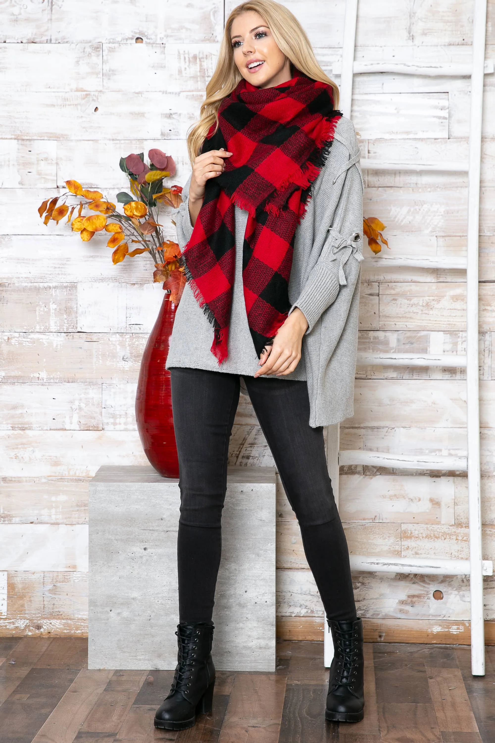 Buffalo Plaid Square Blanket Scarf