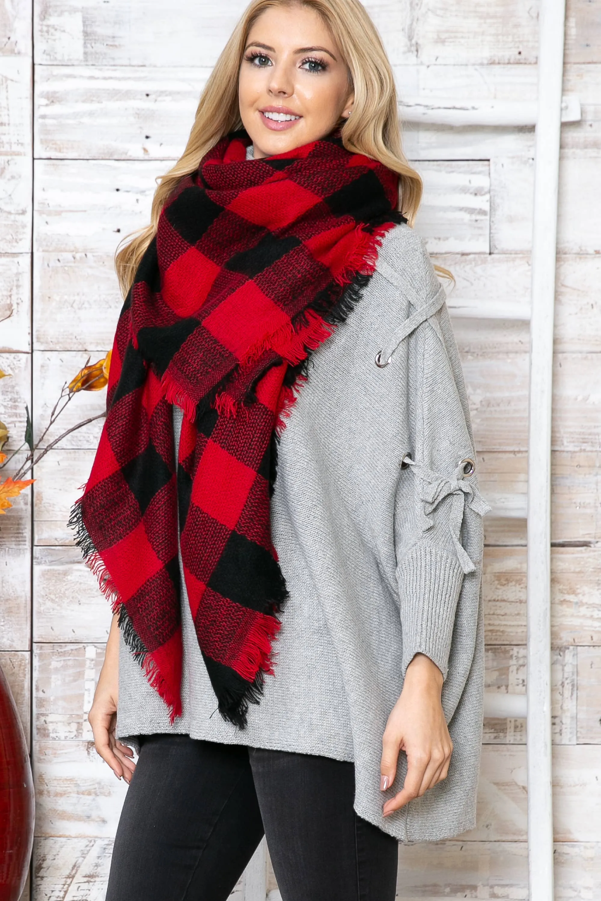 Buffalo Plaid Square Blanket Scarf