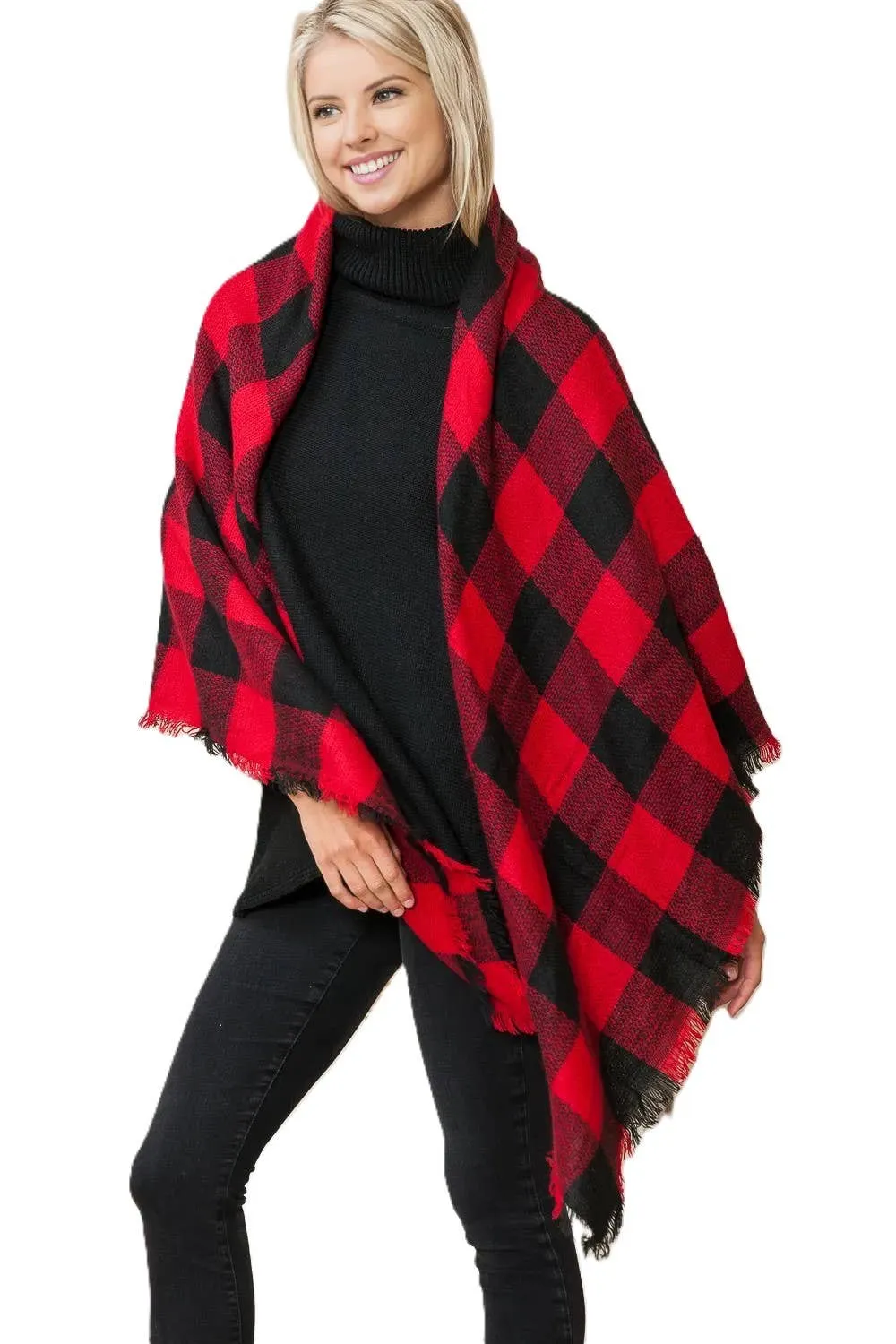 Buffalo Plaid Square Blanket Scarf