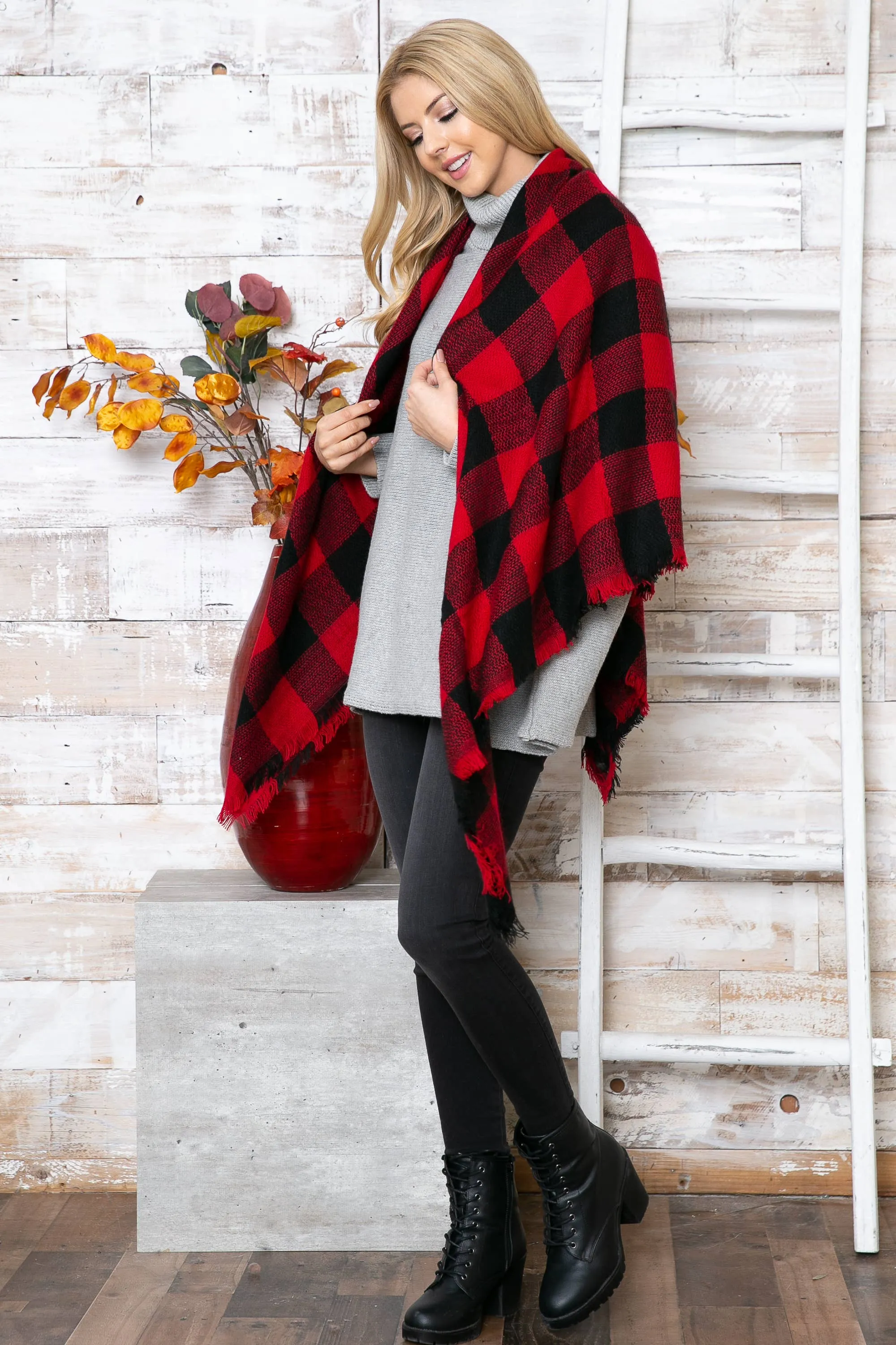 Buffalo Plaid Square Blanket Scarf