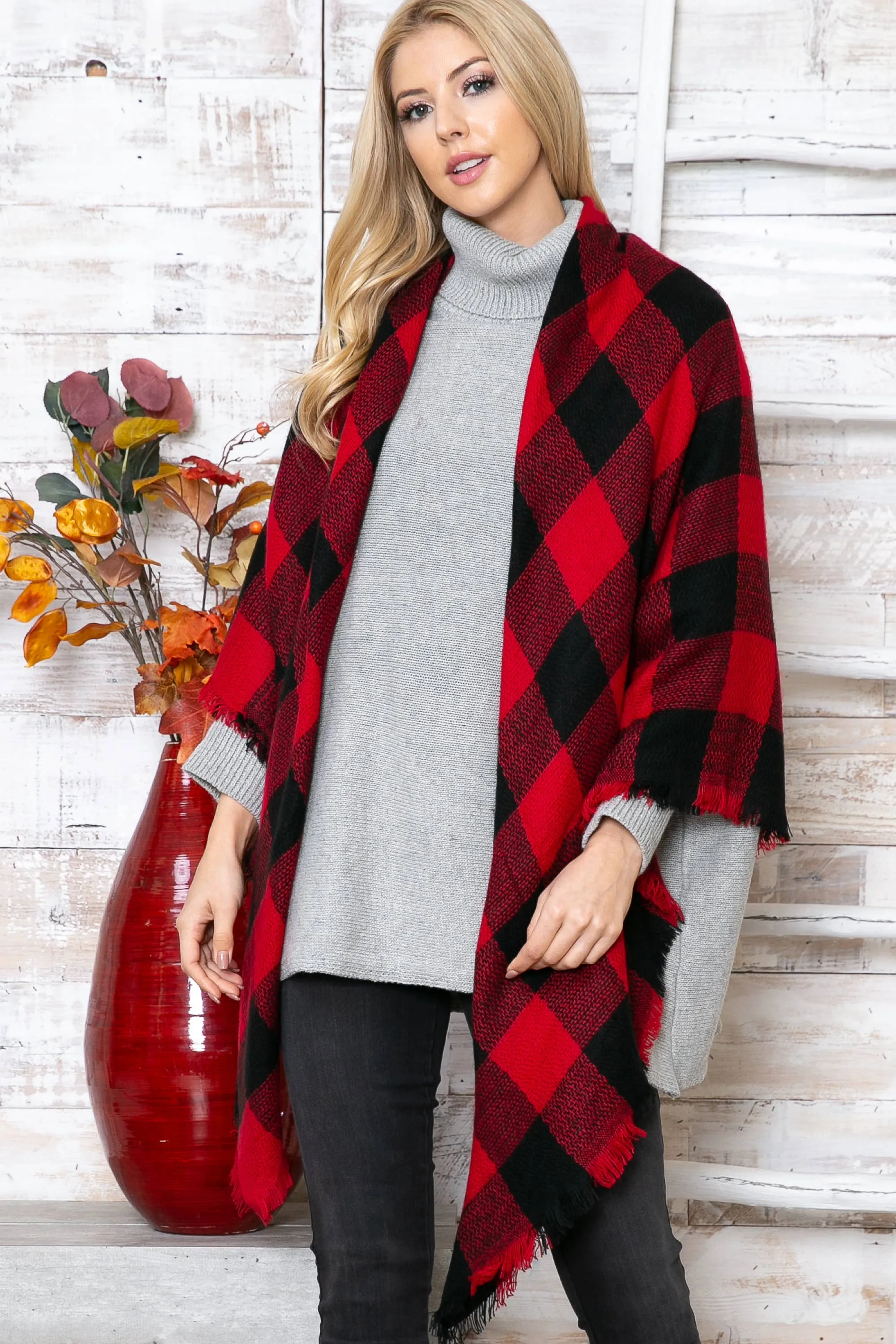 Buffalo Plaid Square Blanket Scarf