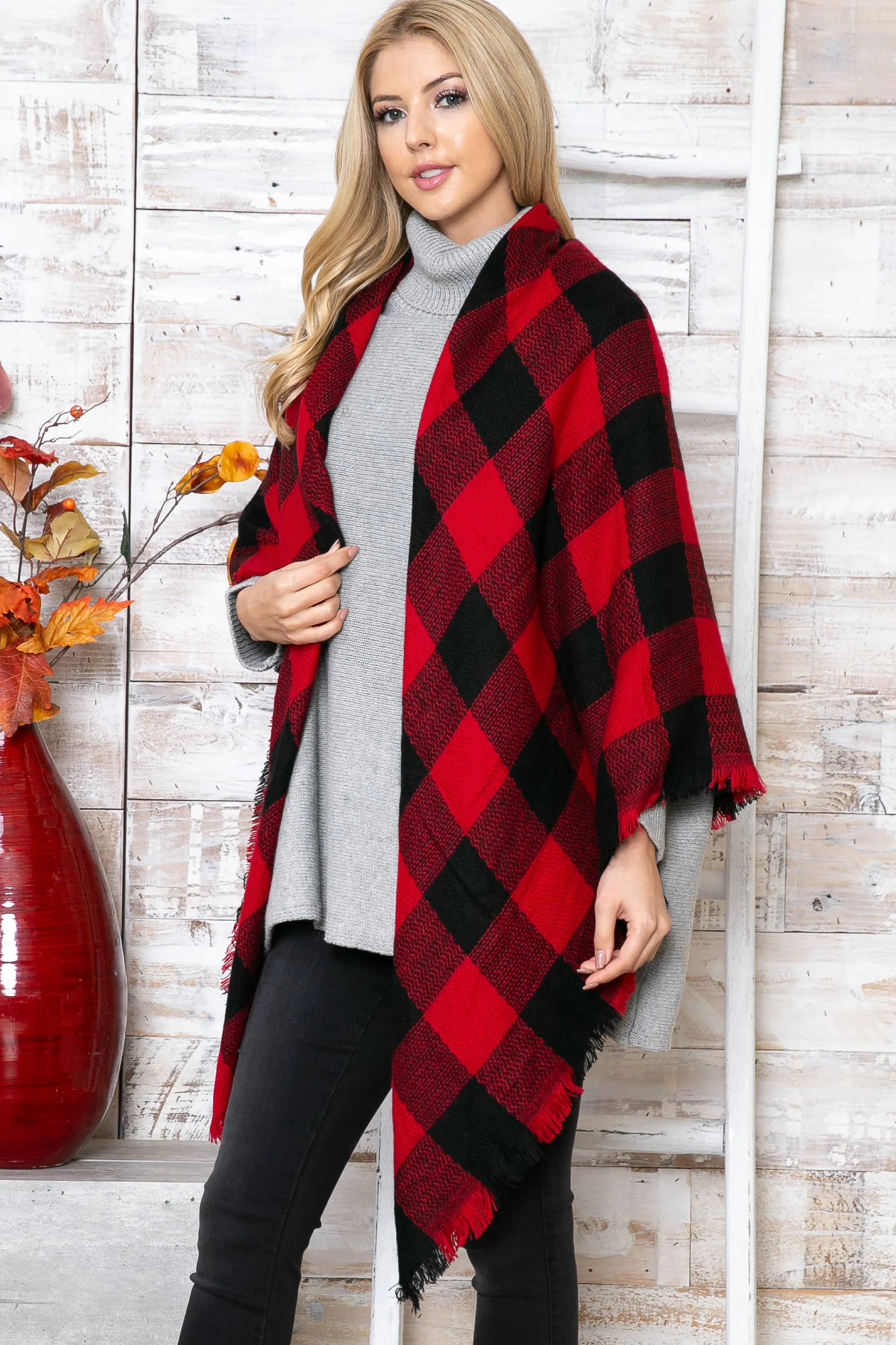 Buffalo Plaid Square Blanket Scarf