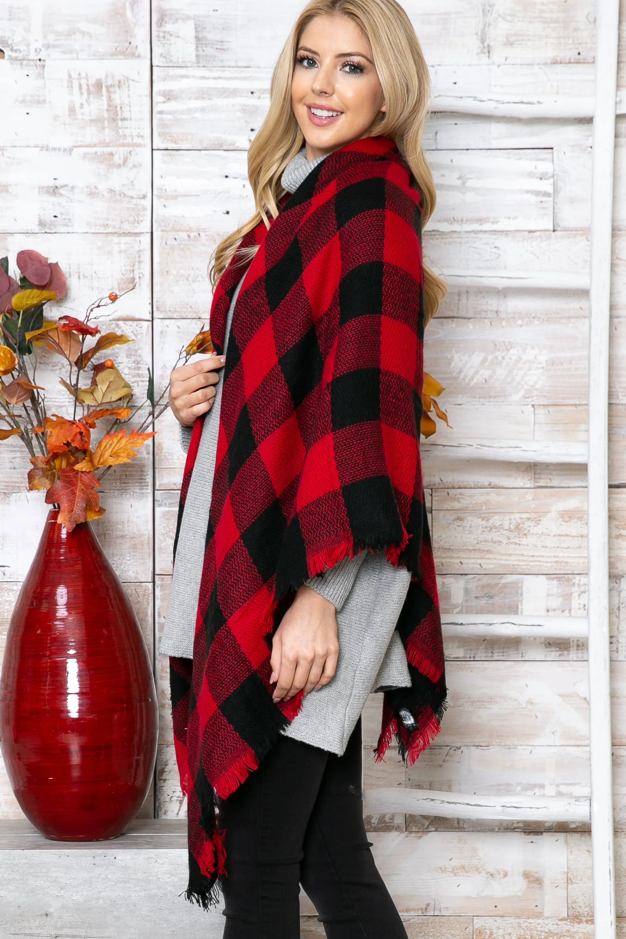 Buffalo Plaid Square Blanket Scarf