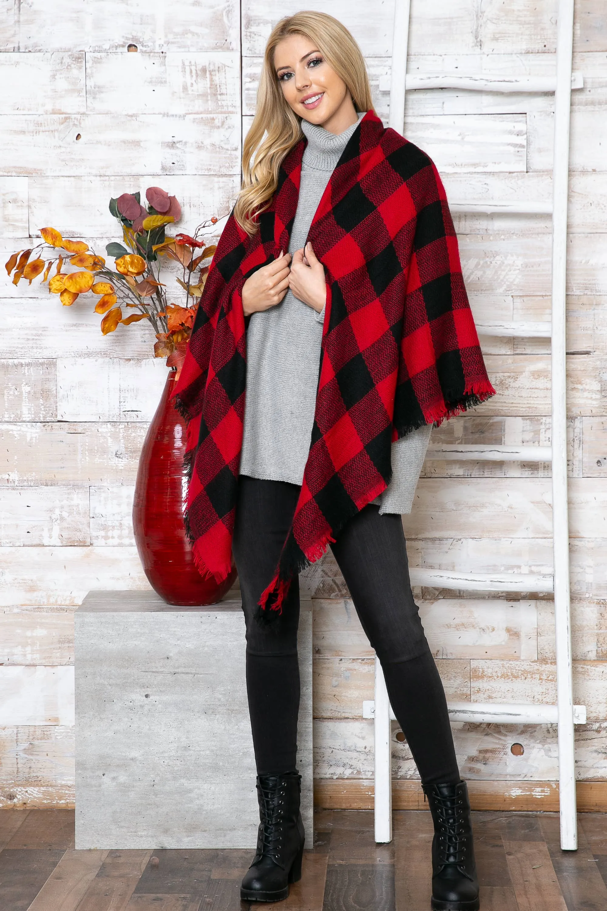 Buffalo Plaid Square Blanket Scarf