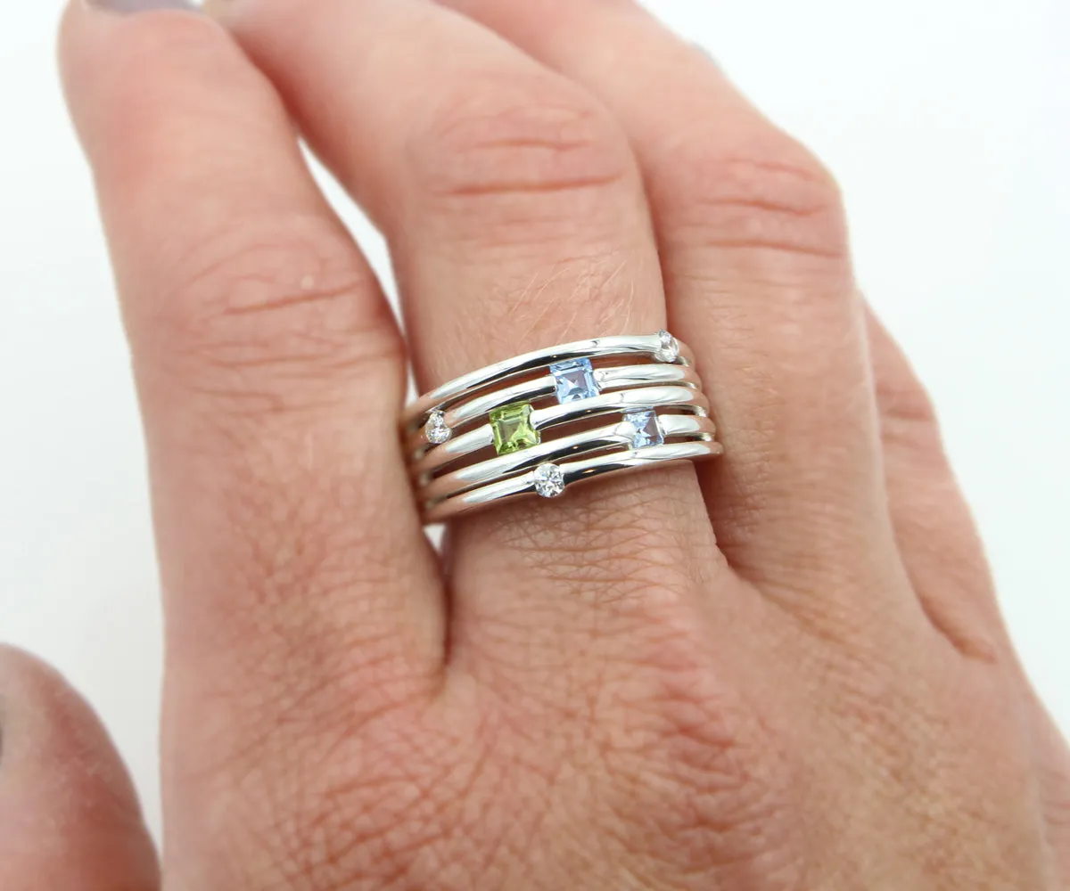Contemporary Stacking Mother's Ring