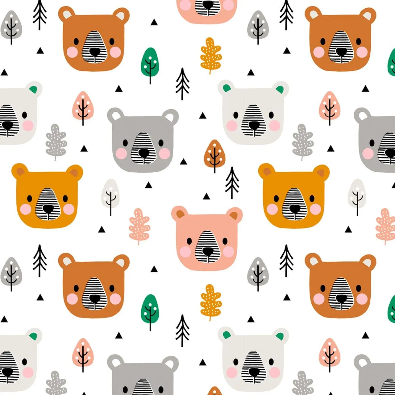Dashwood Acorn Wood - Bear Faces - 100% Cotton Fabric