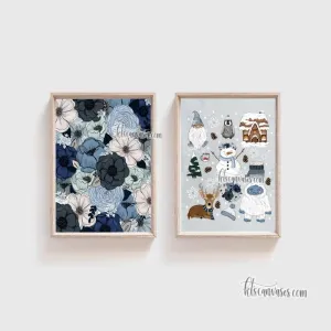 Frosty Florals Set of 2 Art Prints
