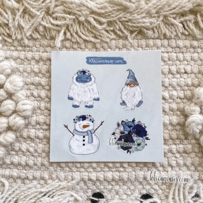 Frosty Florals Set of 4 Mini Stickers (1 sheet)
