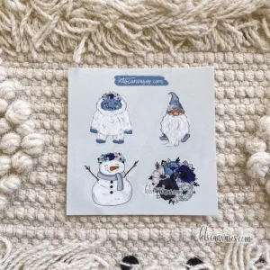 Frosty Florals Set of 4 Mini Stickers (1 sheet)