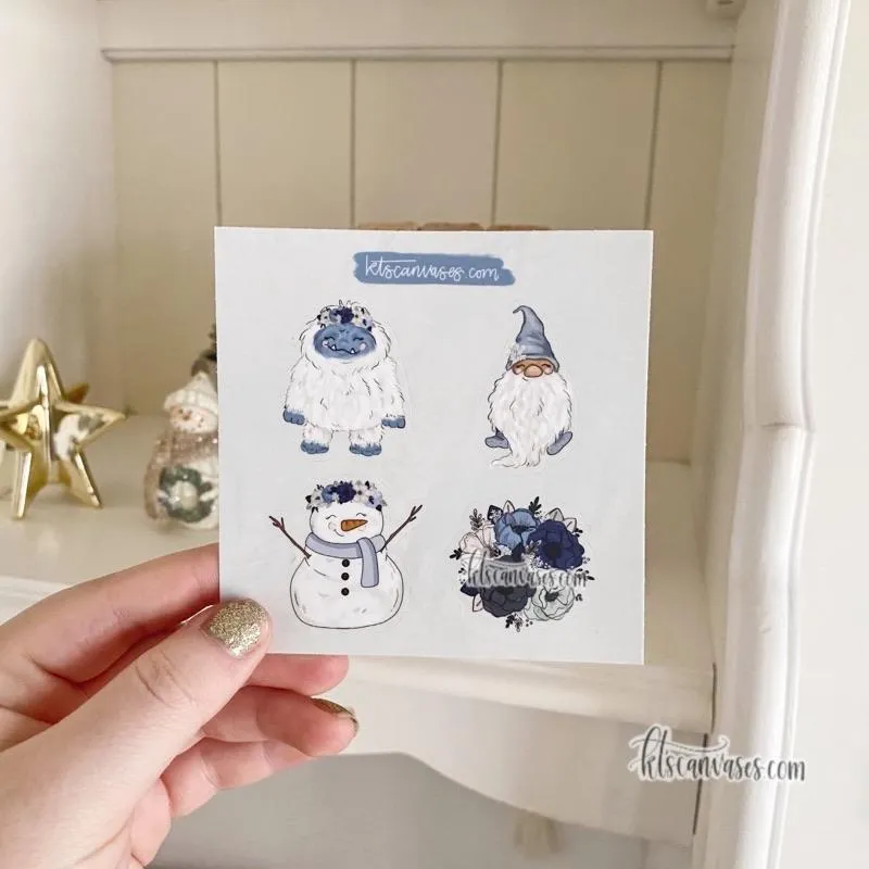 Frosty Florals Set of 4 Mini Stickers (1 sheet)