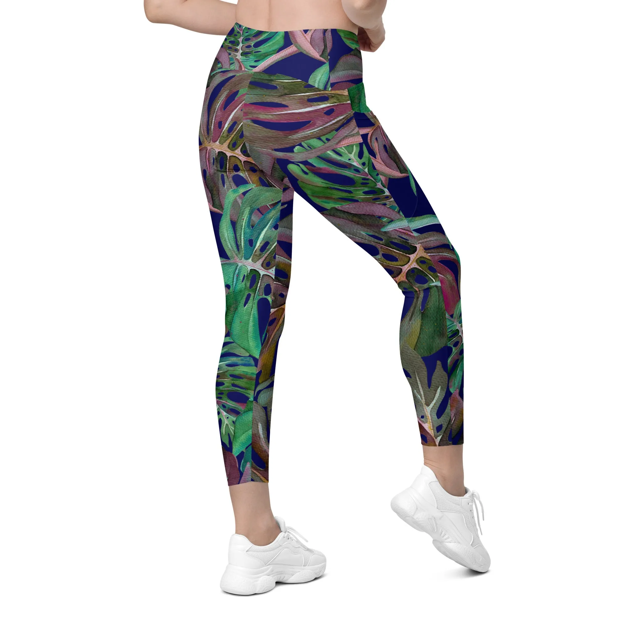 Hardy leaves summer leggings with pockets