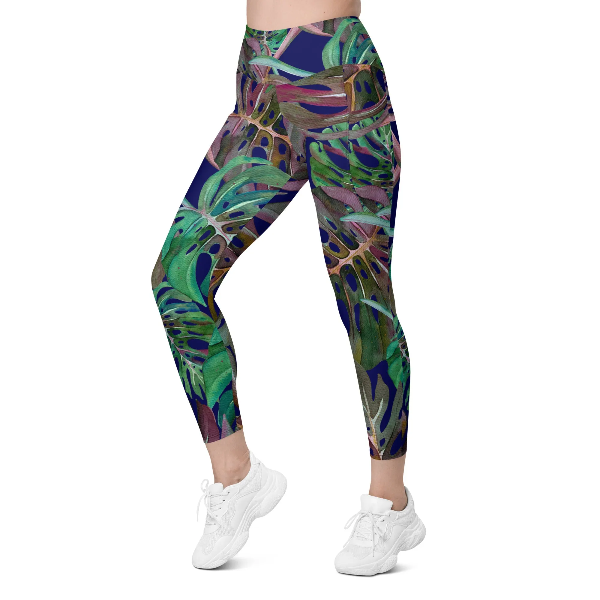 Hardy leaves summer leggings with pockets