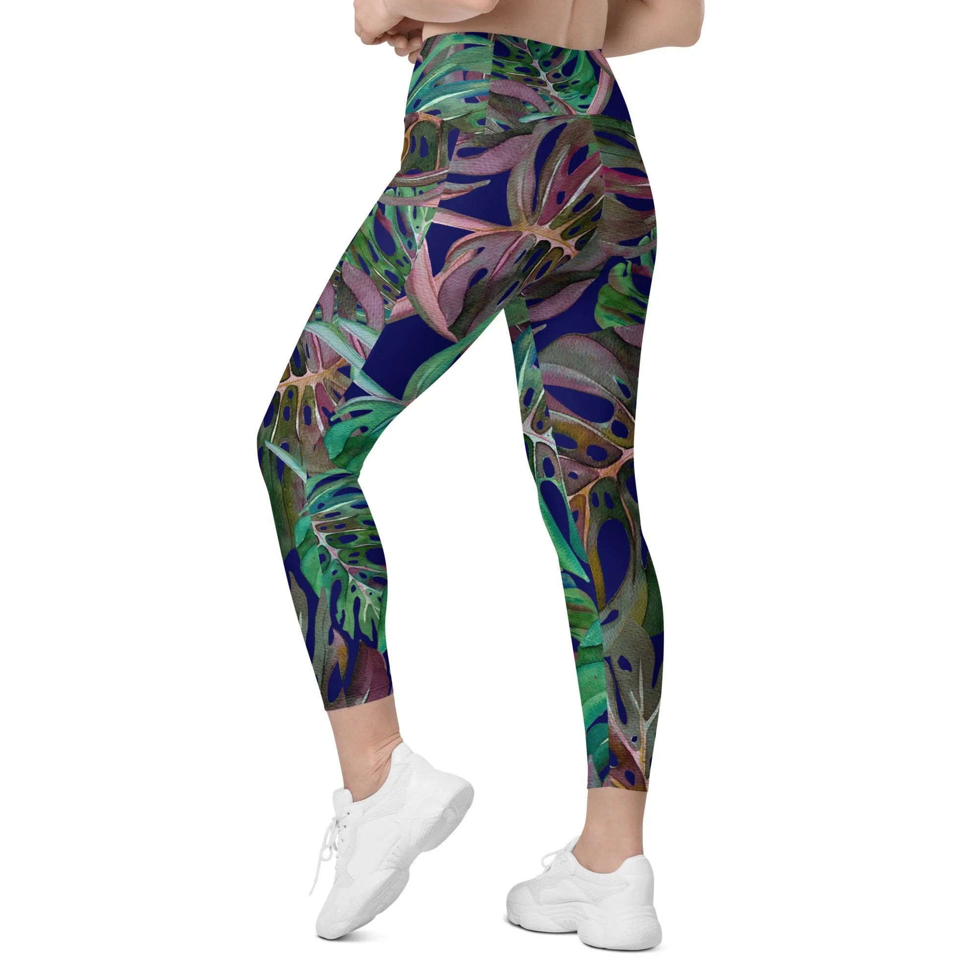 Hardy leaves summer leggings with pockets