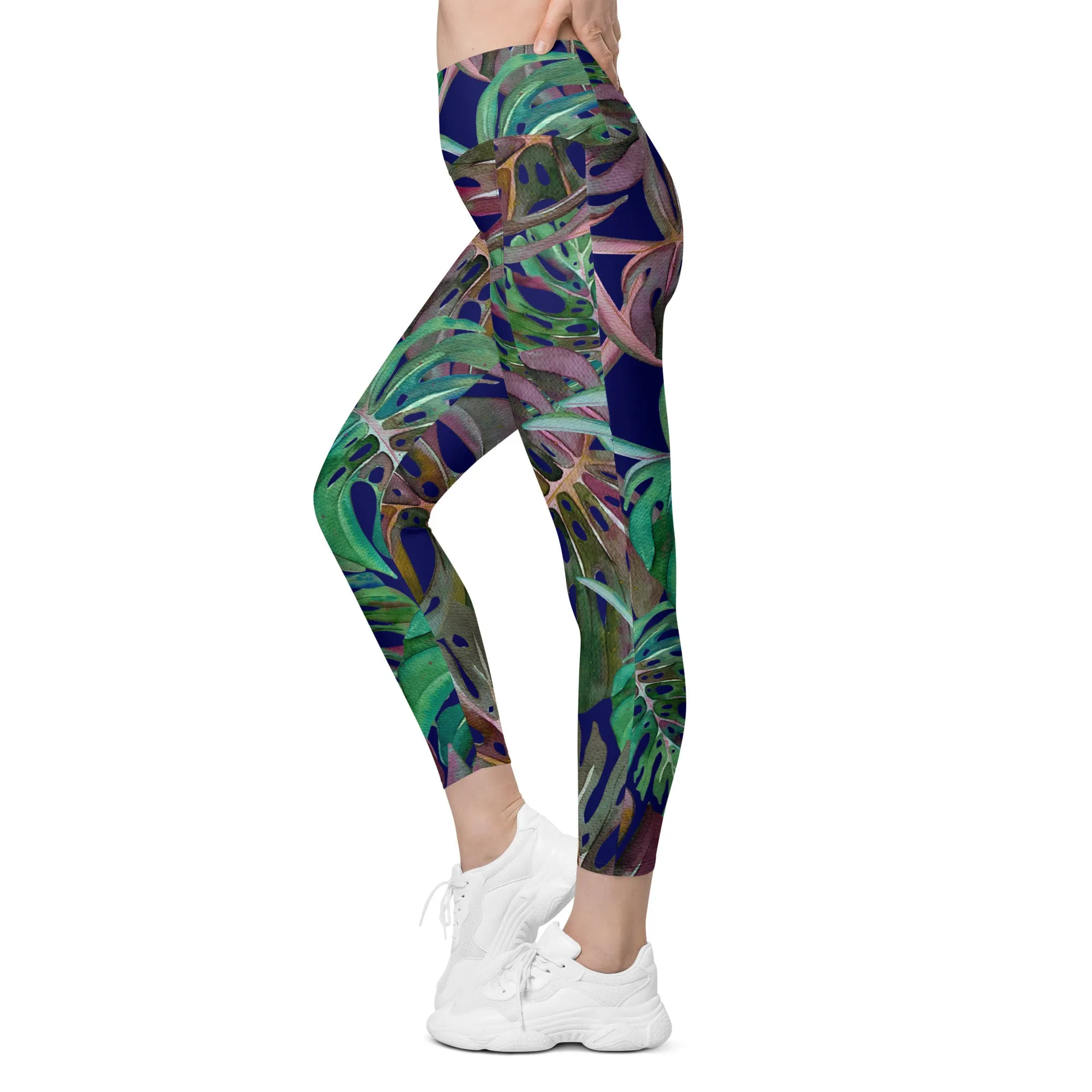 Hardy leaves summer leggings with pockets