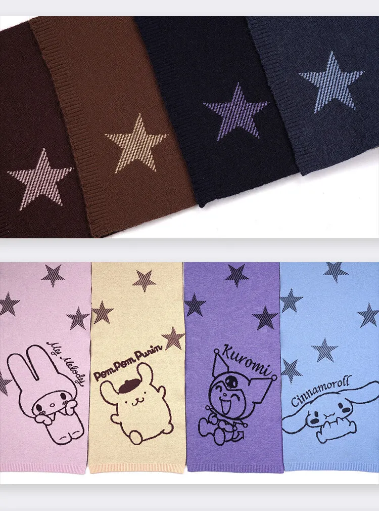 Kuromi Star Graphic Purple and Black Colorblock Scarf