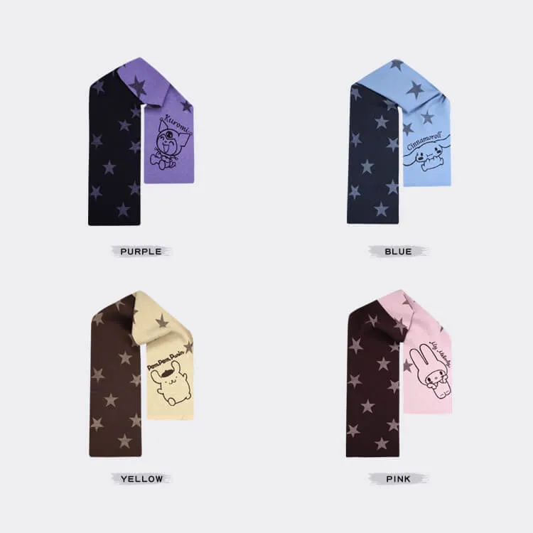 Kuromi Star Graphic Purple and Black Colorblock Scarf