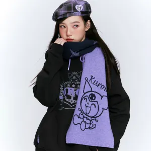 Kuromi Star Graphic Purple and Black Colorblock Scarf