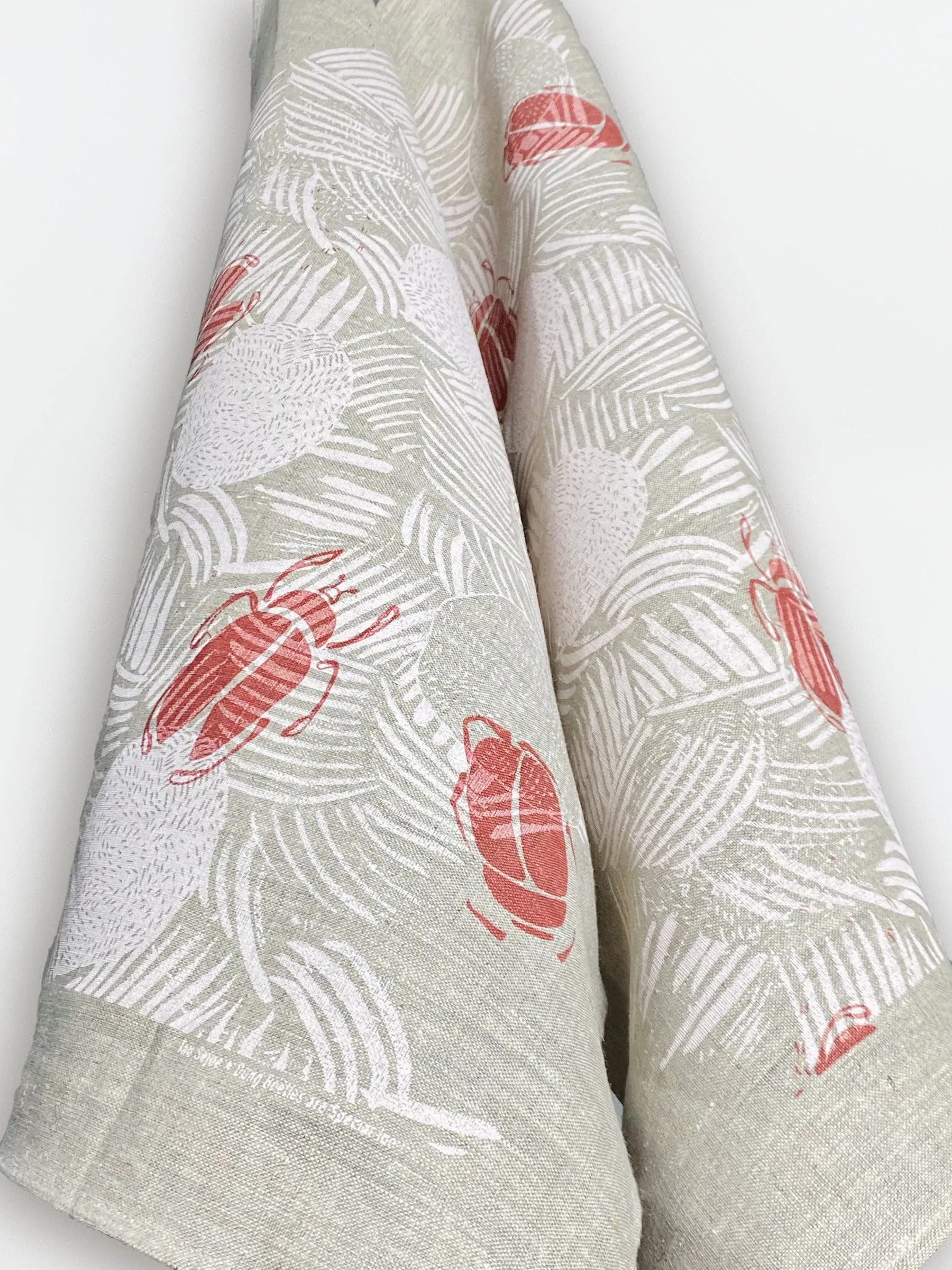 Linen Wall Art_Tea Towel - Dung Beetles - frosty