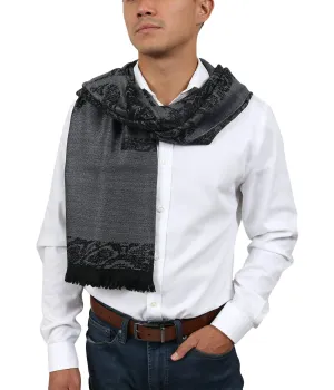 Roberto Cavalli ESZ066 05001 Grey Wool Blend Signature Mens Scarf