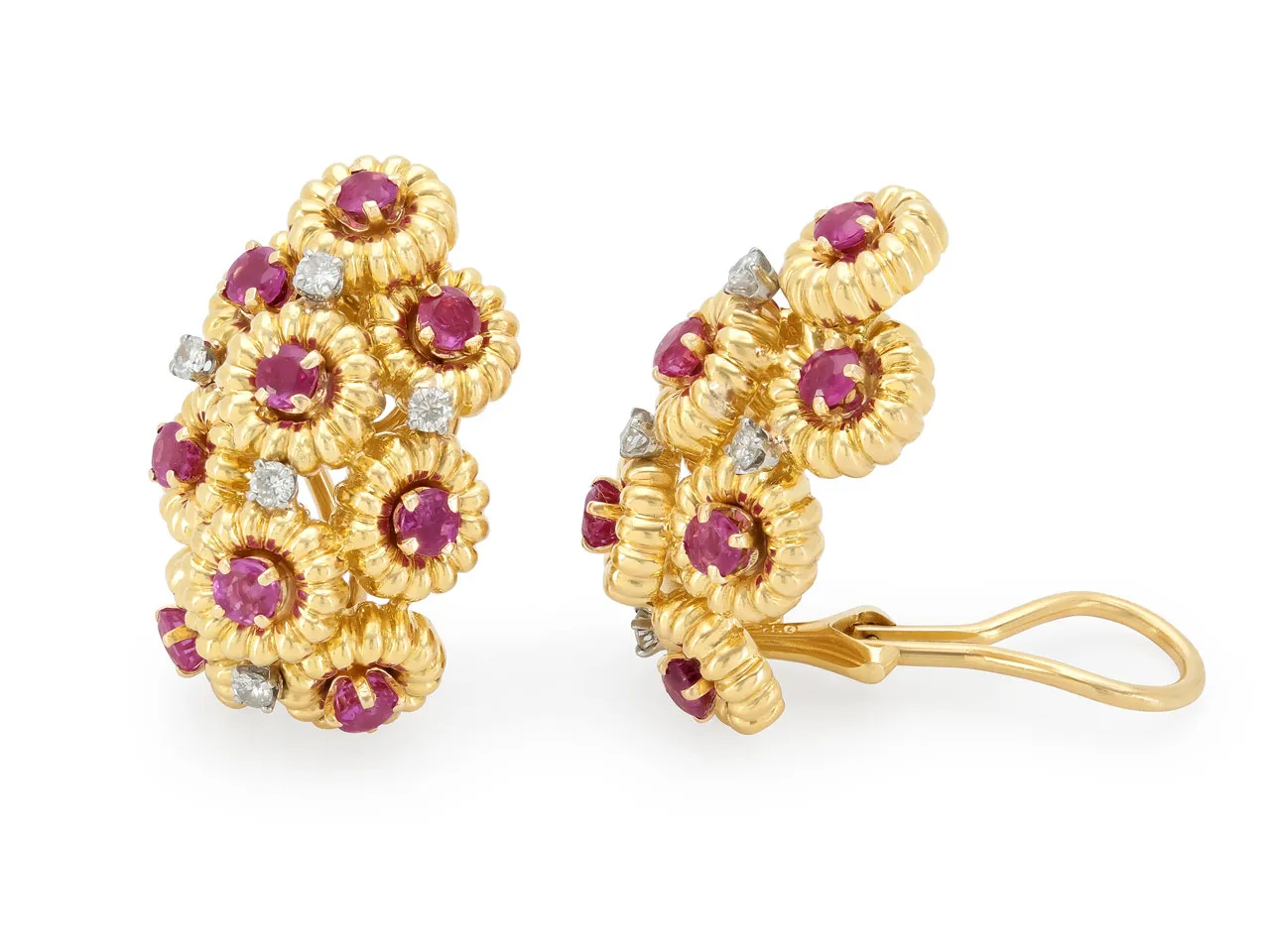 Ruby and Diamond Earrings in 18K Gold