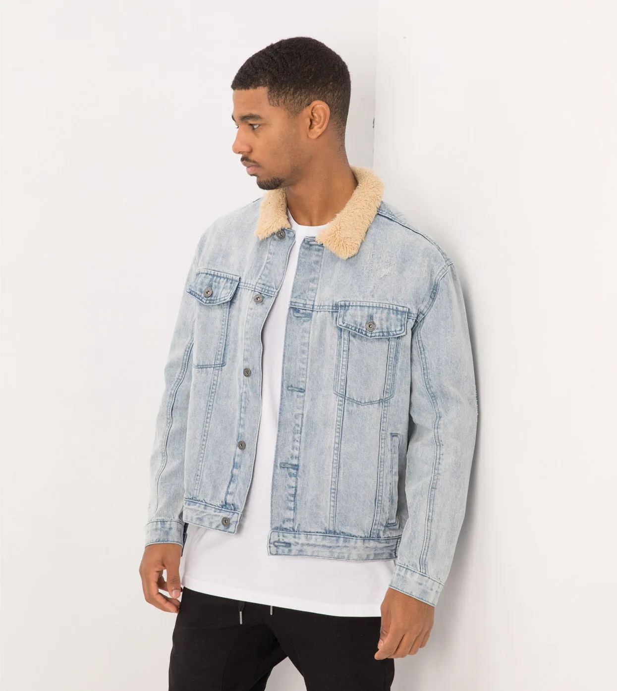 Sherpa Denim Jacket Arctic Wash - Sale
