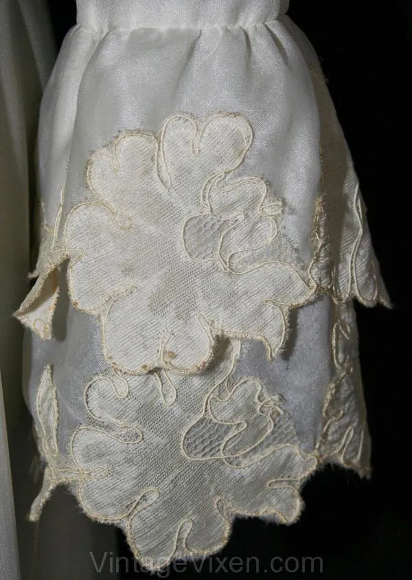 Size 8 Wedding Dress - Haute Hippie 1960s Empire Bridal Gown with Belled Long Sleeves - 60s NOS Deadstock - Bust 35 - Waist 28 - 34124-1