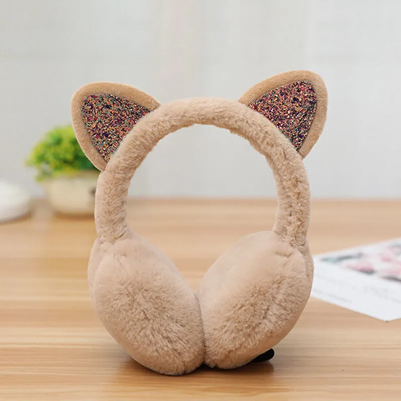 Sparkle Kitty Plush Earmuffs