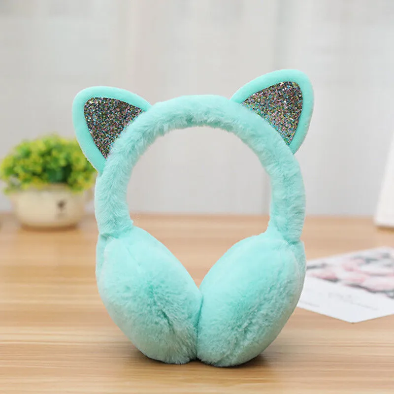 Sparkle Kitty Plush Earmuffs