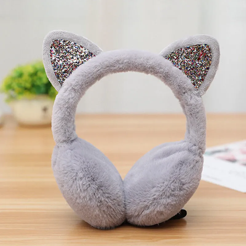 Sparkle Kitty Plush Earmuffs