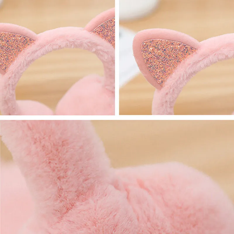Sparkle Kitty Plush Earmuffs