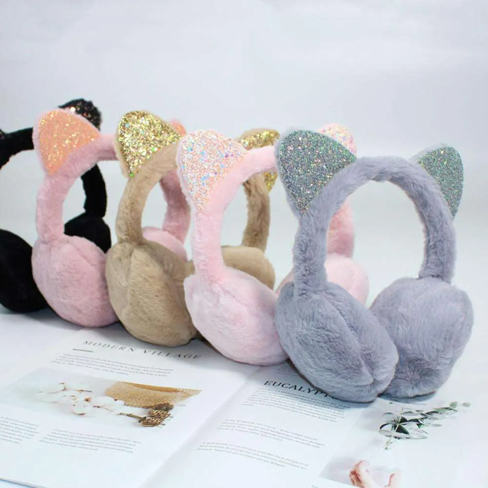 Sparkle Kitty Plush Earmuffs