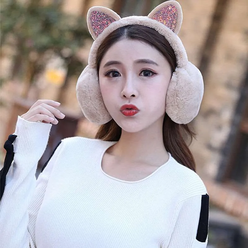 Sparkle Kitty Plush Earmuffs