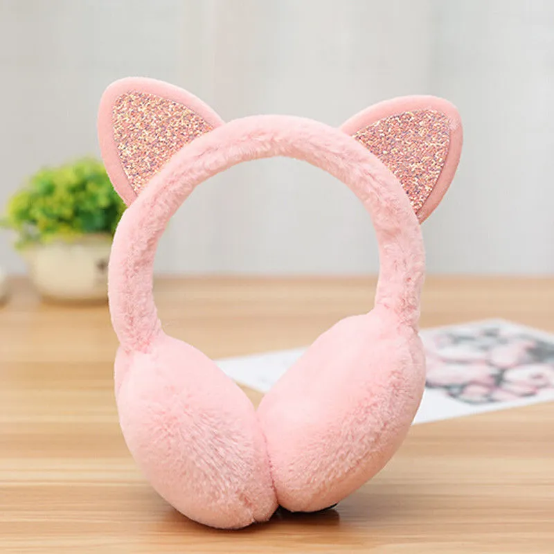 Sparkle Kitty Plush Earmuffs