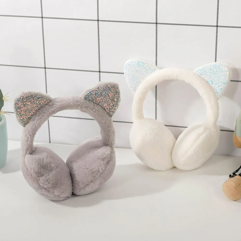 Sparkle Kitty Plush Earmuffs