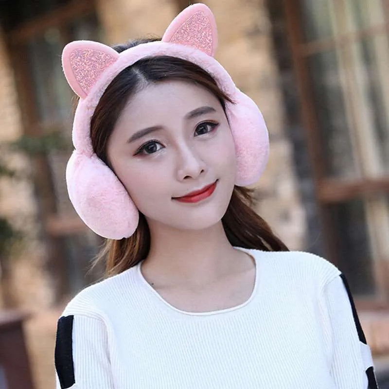 Sparkle Kitty Plush Earmuffs