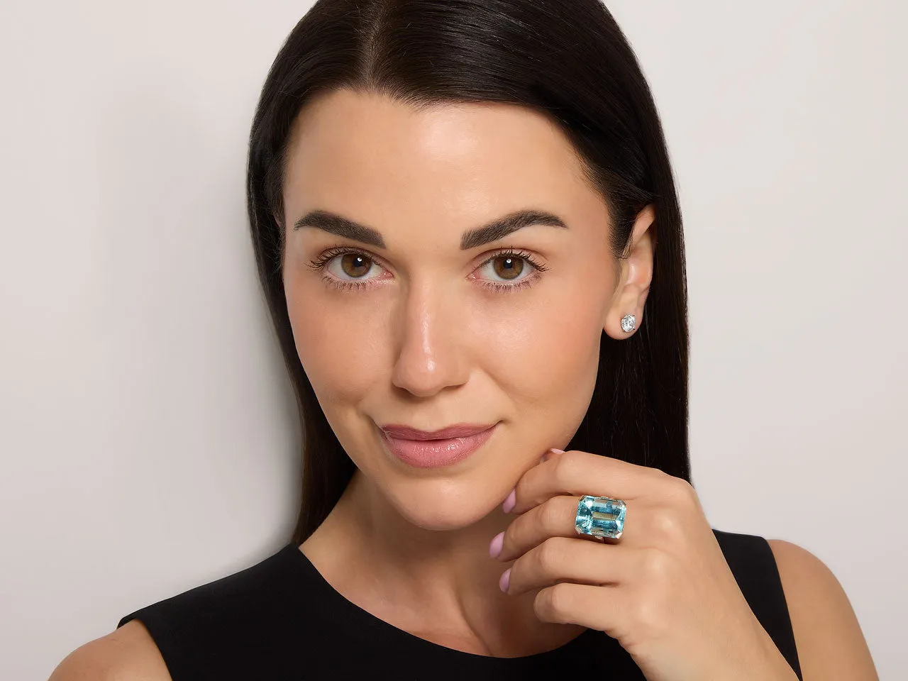 Vintage Aquamarine, 22.00 Carat, and Diamond Ring in Platinum