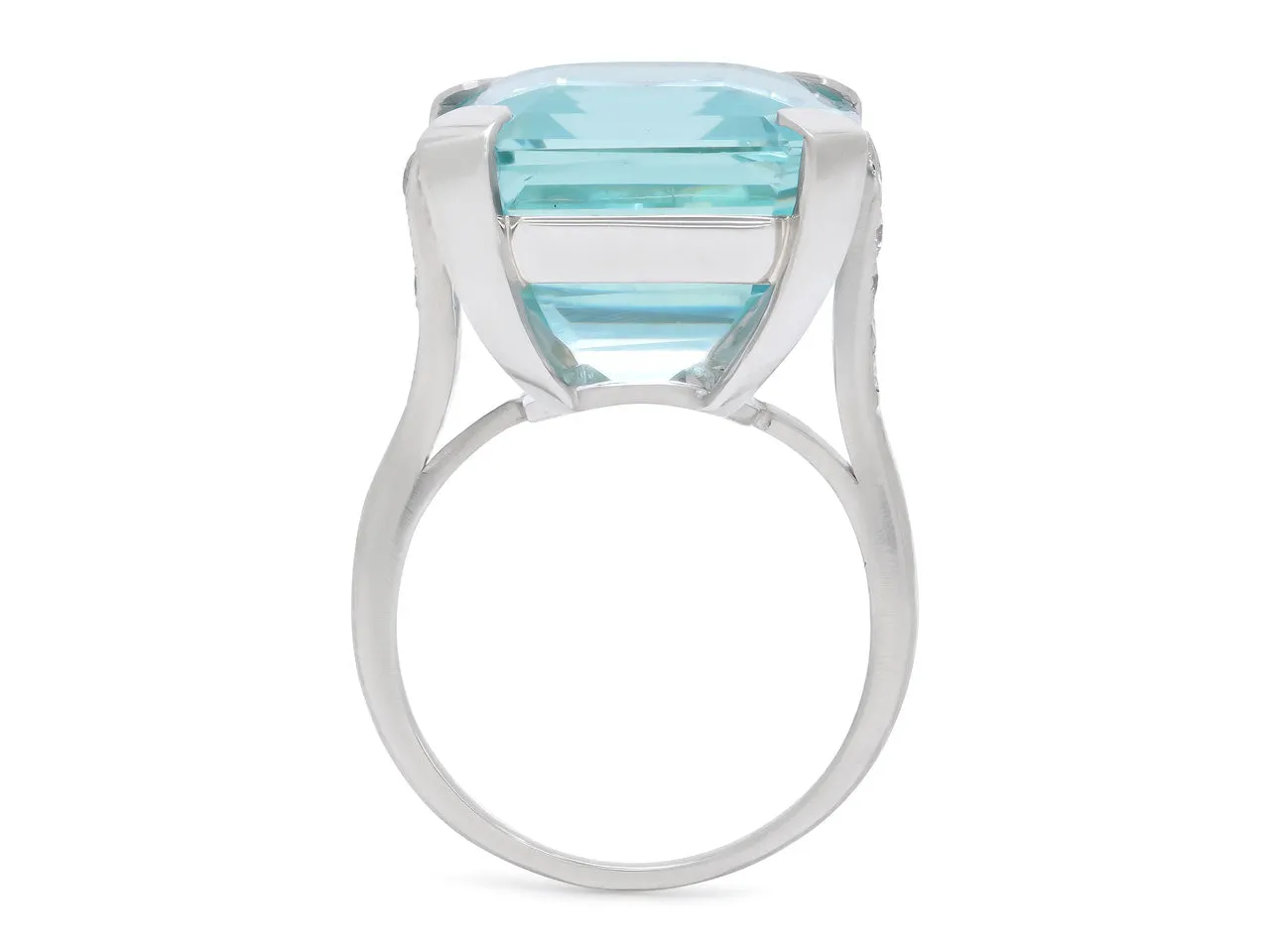Vintage Aquamarine, 22.00 Carat, and Diamond Ring in Platinum
