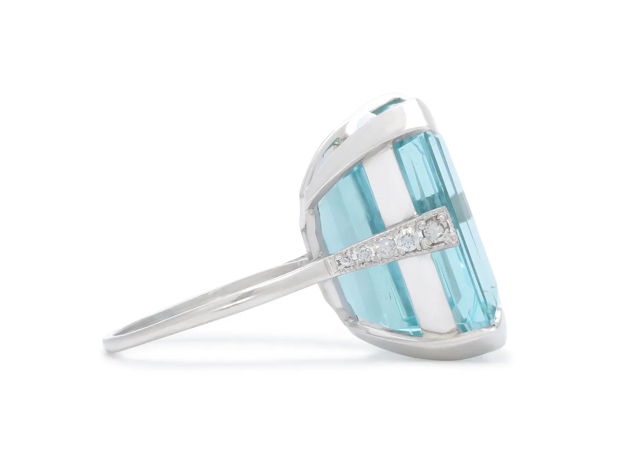 Vintage Aquamarine, 22.00 Carat, and Diamond Ring in Platinum