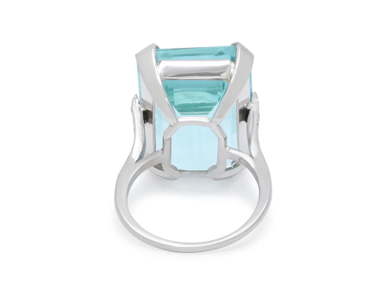 Vintage Aquamarine, 22.00 Carat, and Diamond Ring in Platinum